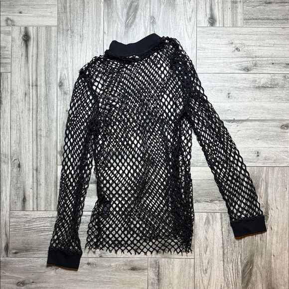 Black Mesh Long Sleeve Top Size S - Picture 7 of 7